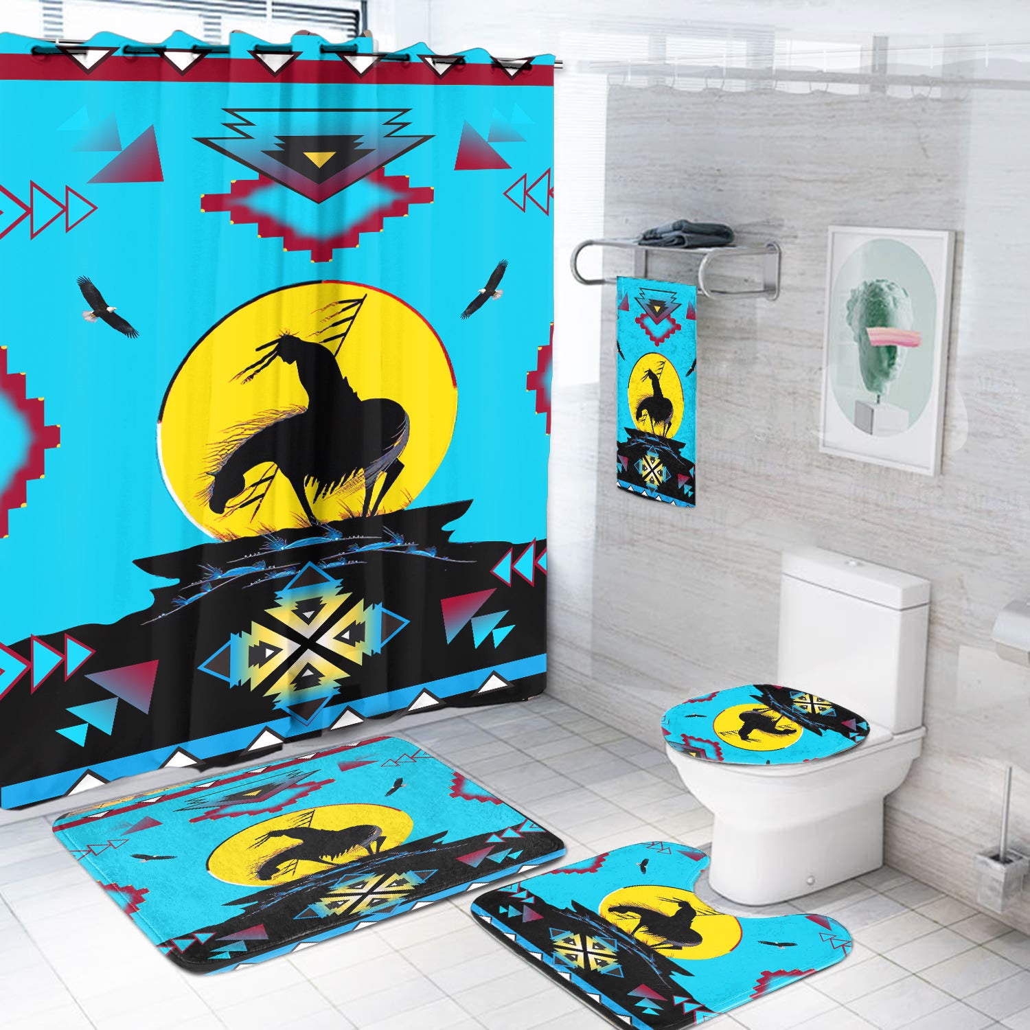 HOT Native American Trail Of Tear Curtain Bathroom Set 16