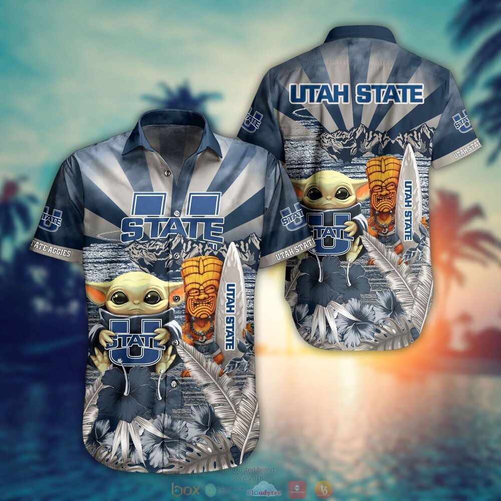 BEST Baby Yoda Utah State Aggies NCAA Hawaiian Shirt, Shorts 11