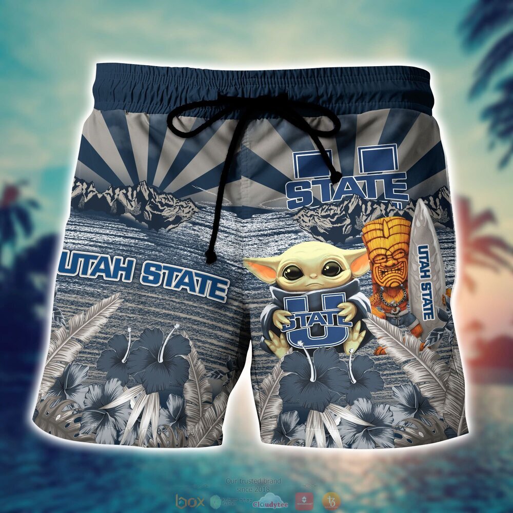BEST Baby Yoda Utah State Aggies NCAA Hawaiian Shirt, Shorts 7