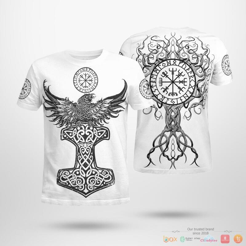 HOT Raven Hammer Vegvisir Yggdrasil Viking shirt, Hoodie 3 HOT Raven Hammer Vegvisir Yggdrasil Viking shirt, Hoodie - Image 3