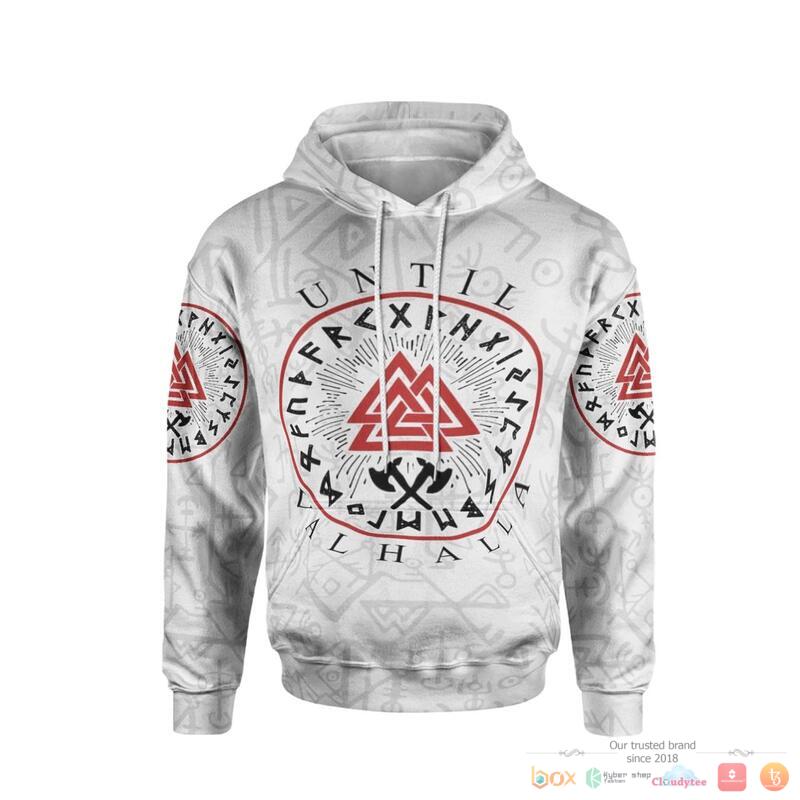 Alternative view of HOT Until Valhalla Viking over printed hoodie