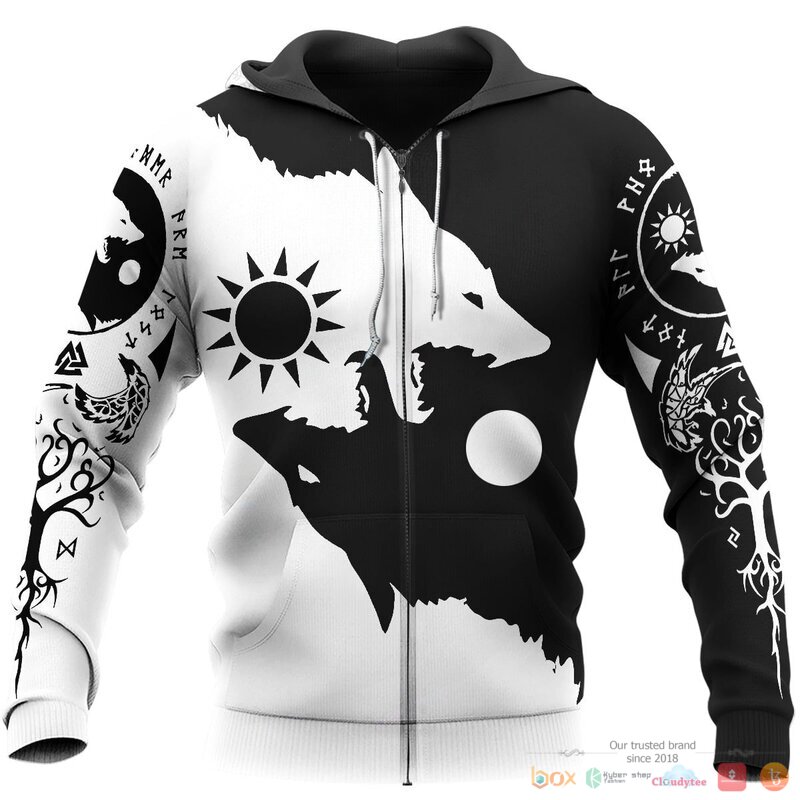 HOT Ying Yang Wolf Skoll and Hati Viking shirt, Hoodie 3 HOT Ying Yang Wolf Skoll and Hati Viking shirt, Hoodie - Image 3