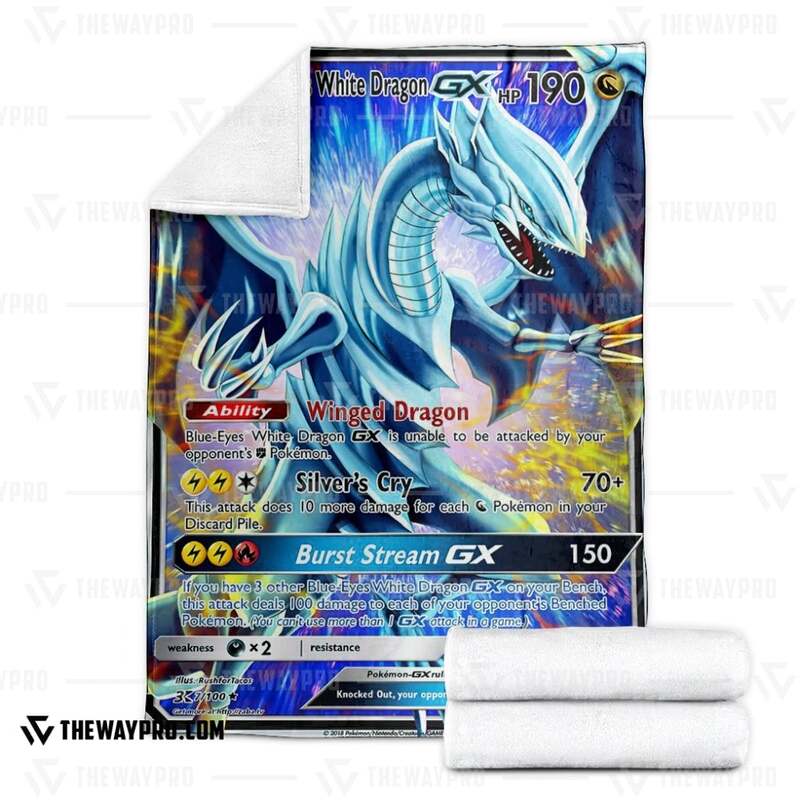 NEW Yu Gi Oh Pokemon Blue-Eyes White Dragon GX Blanket 3