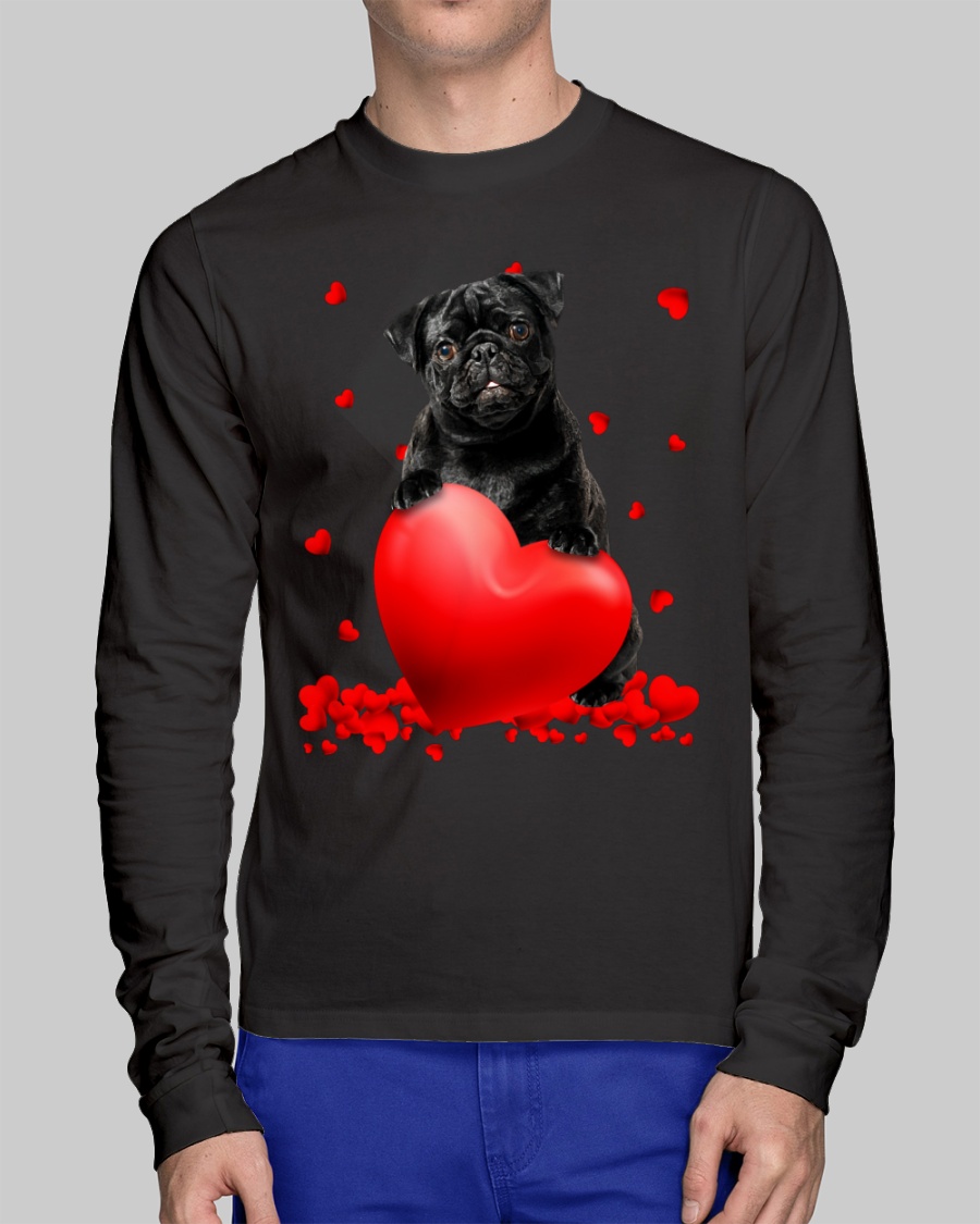 NEW Black Pug Valentine Hearts shirt, hoodie 24