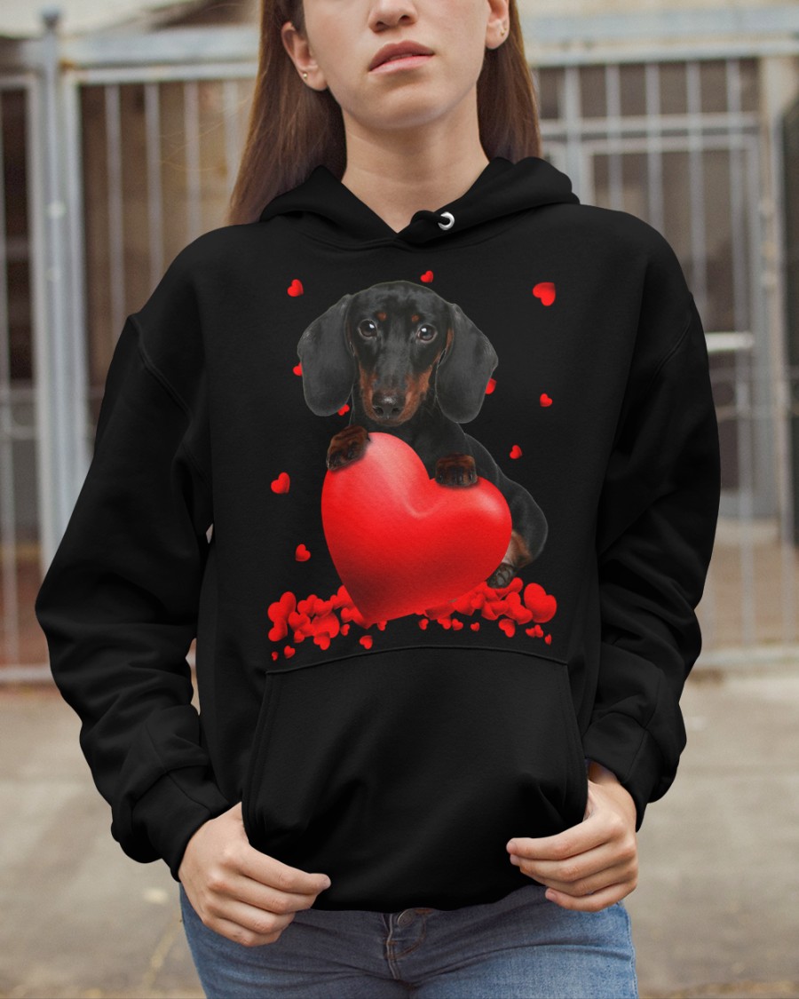 NEW Black Dachshund Valentine Hearts shirt, hoodie 24