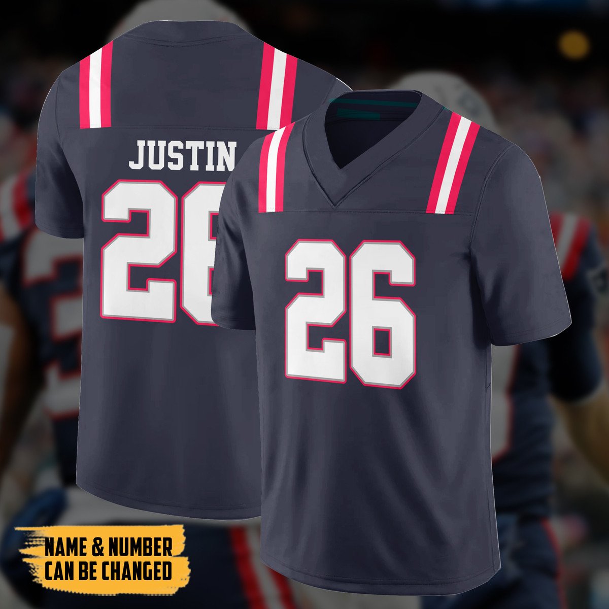 TOP New Eng Patriot Personalized Custom Football All Over Print Jersey 4