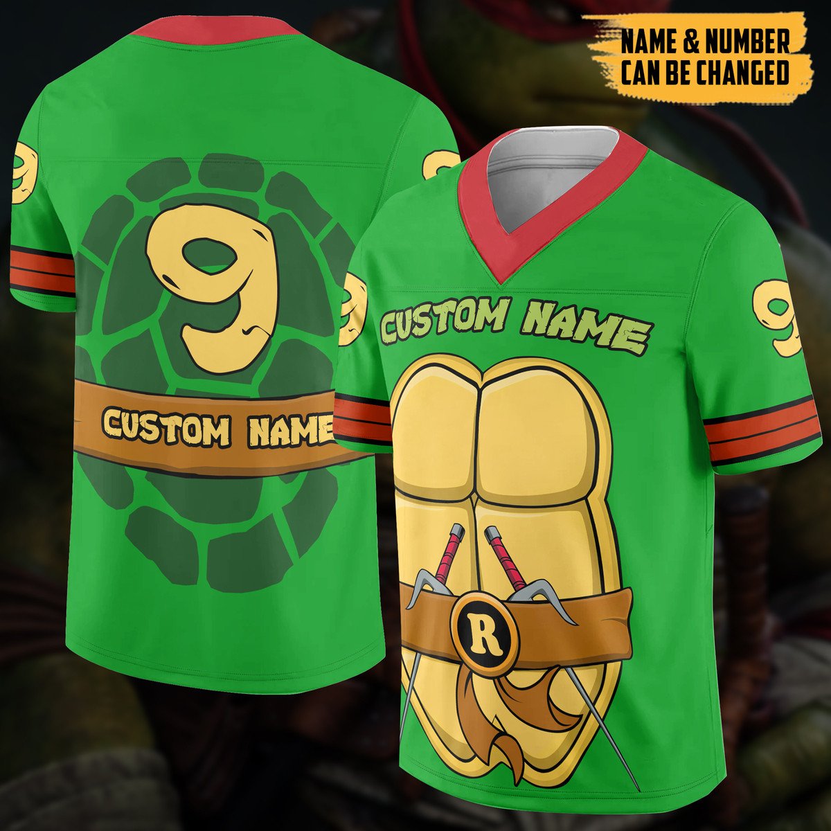 TOP Raphael TMNT 1987 Raph Personalized Custom Football All Over Print Jersey 13