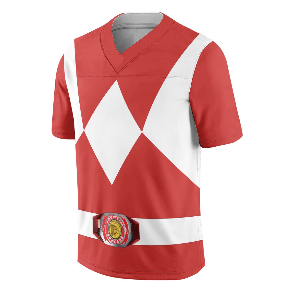TOP Mighty Morphin Red Power Rangers Custom Football All Over Print Jersey 1