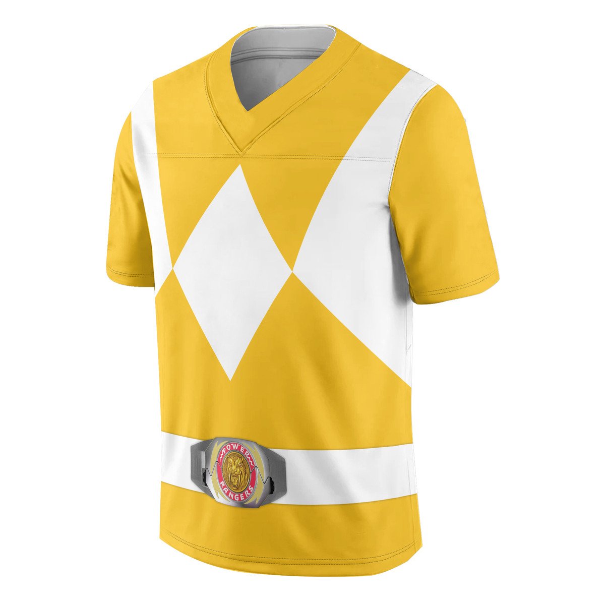TOP Mighty Morphin Yellow Power Rangers Custom Football All Over Print Jersey 8