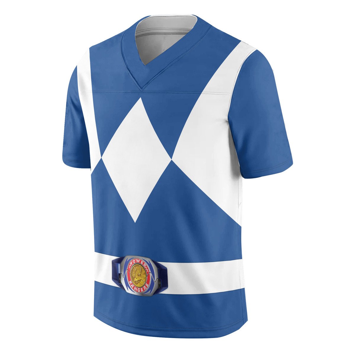 TOP Mighty Morphin Blue Power Rangers Custom Football All Over Print Jersey 6