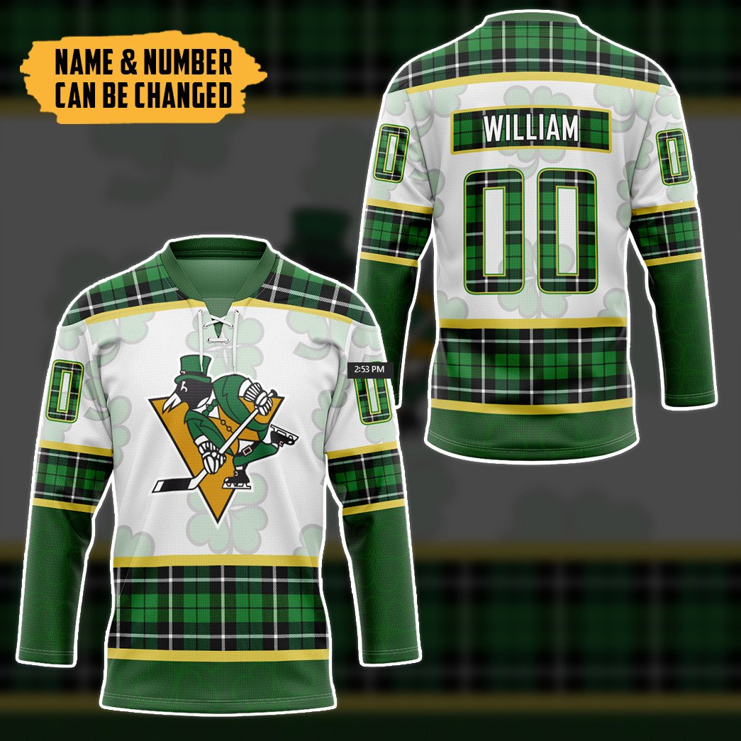 TOP Pittsburgh Penguins St Patrick Day Personalized Custom Jersey Hockey Shirt 3