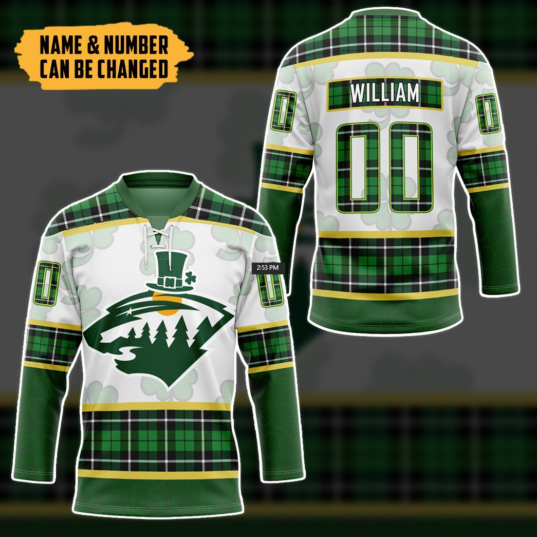 TOP Minnesota Wild St Patrick Day Personalized Custom Jersey Hockey Shirt 5
