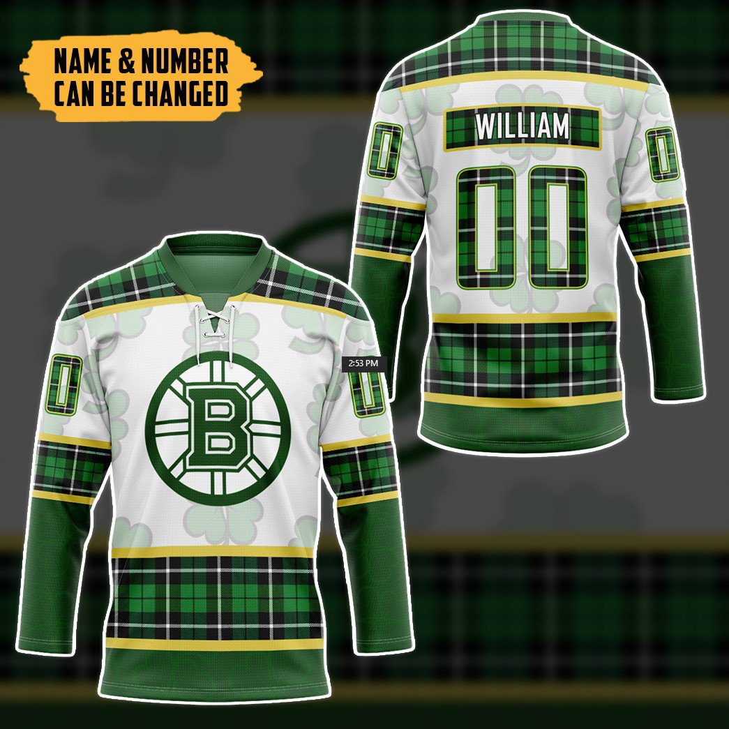TOP Boston Bruins St Patrick Day Personalized Custom Jersey Hockey Shirt 3