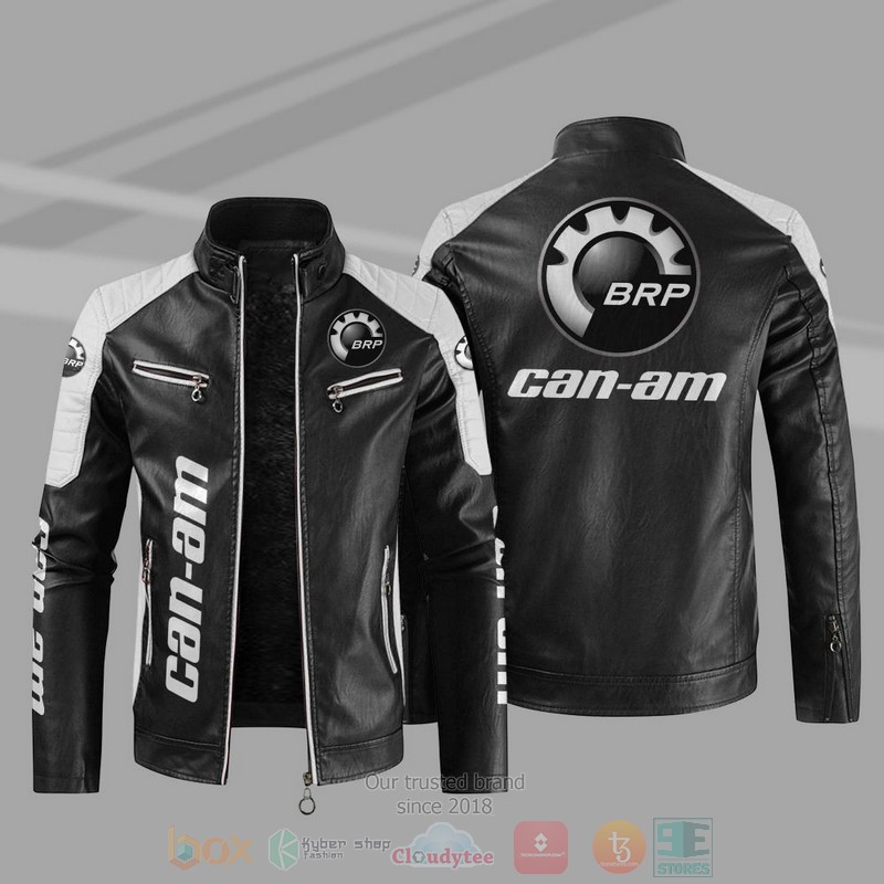 BEST BRP Can-Am Motorcycles Block PU Leather Jacket 10