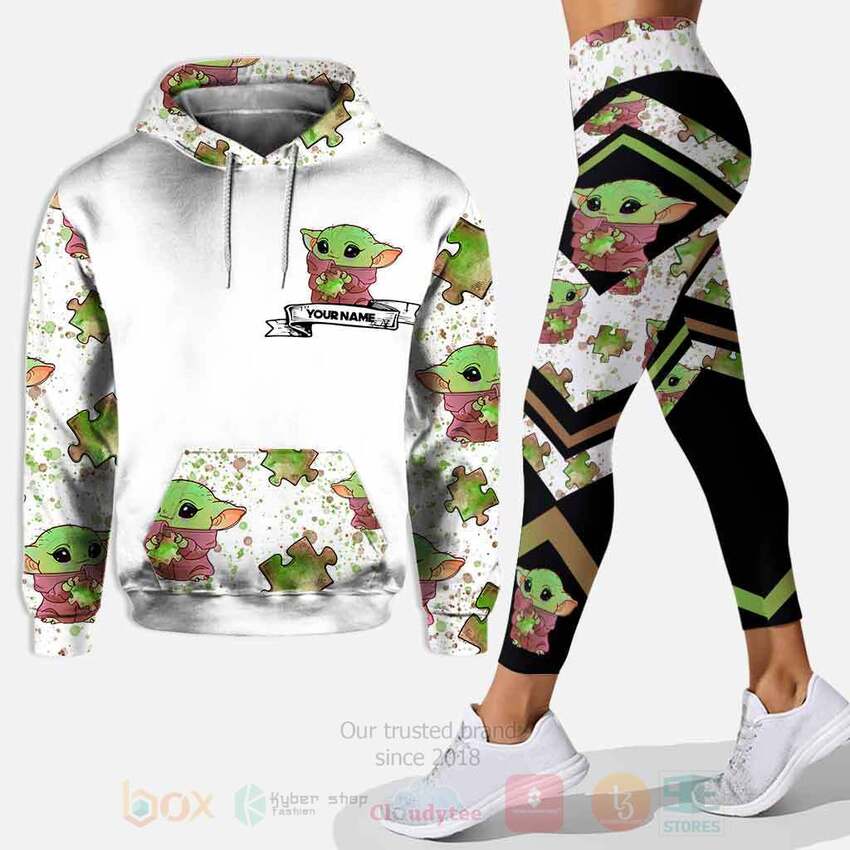 TOP Baby Yoda Be You The World Will Adjust Autism Awareness Custom Name All Over Print Hoodie, Leggings 14