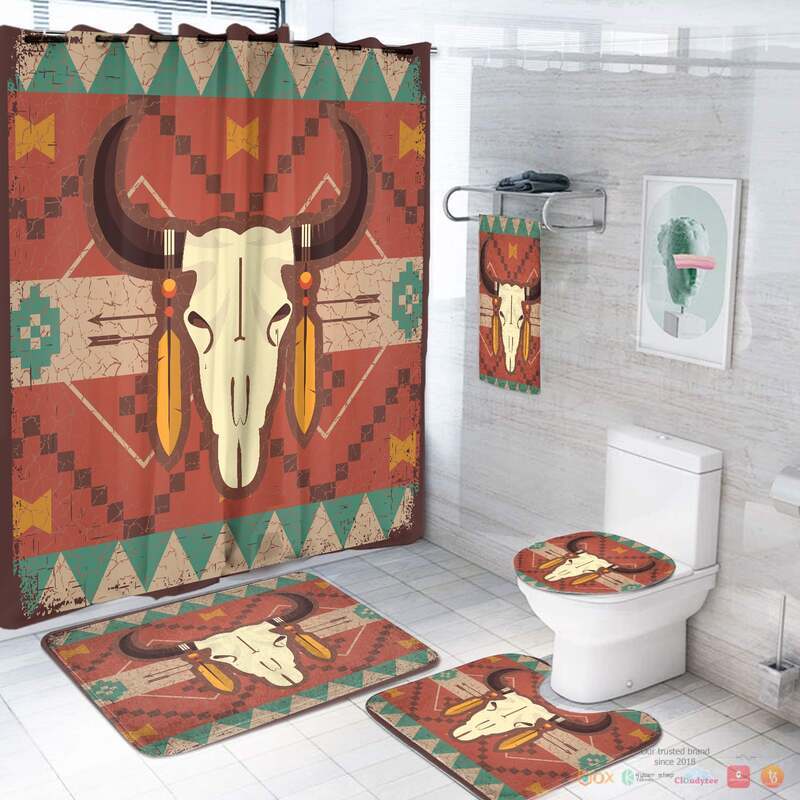 NEW Bison Native American Shower Curtain Set 3