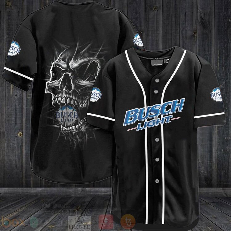 TOP Busch Light Skull Black AOP Baseball Jersey 3