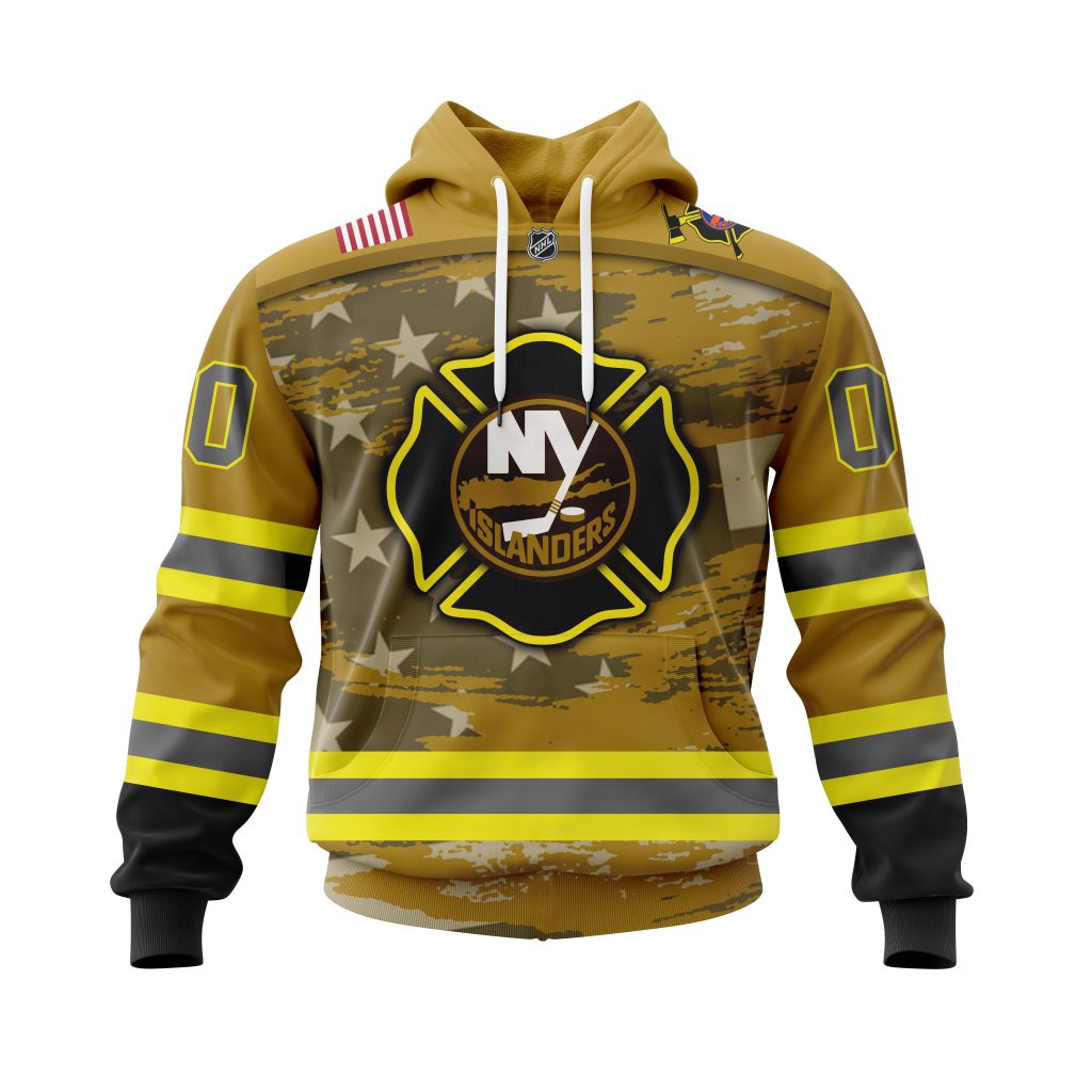 TOP NHL New York Islanders Honnor Firefighter Yellow All Over Print Custom 3D Hoodie, Shirt 16
