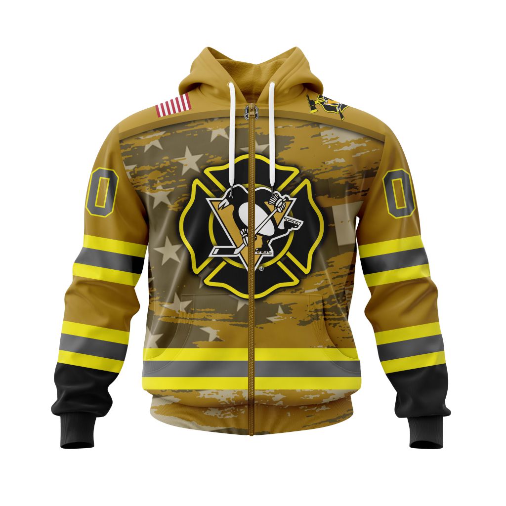 TOP NHL Pittsburgh Penguins Honnor Firefighter Yellow All Over Print Custom 3D Hoodie, Shirt 15