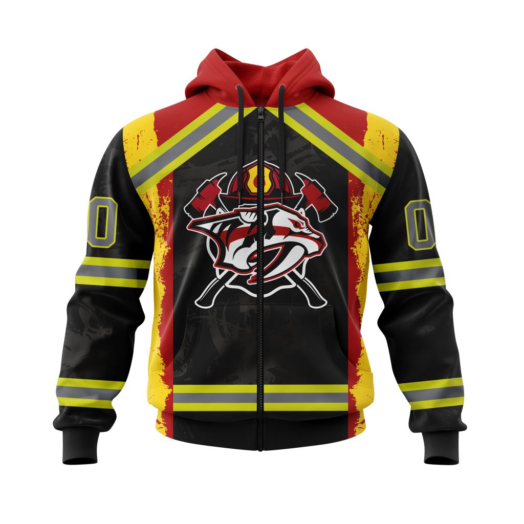 TOP NHL Nashville Predators Honnor Firefighter Black All Over Print Custom 3D Hoodie, Shirt 15
