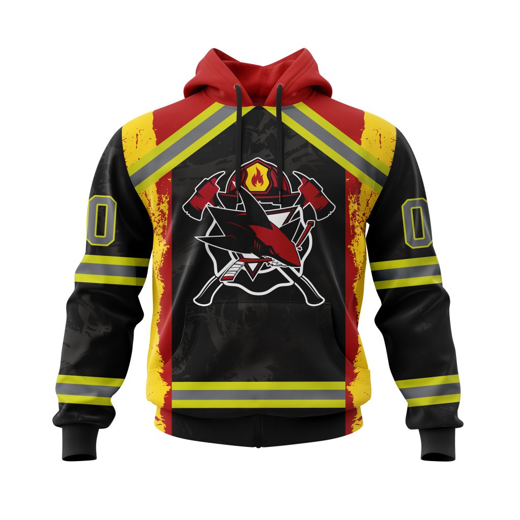 TOP NHL San Jose Sharks Honnor Firefighter Black All Over Print Custom 3D Hoodie, Shirt 15