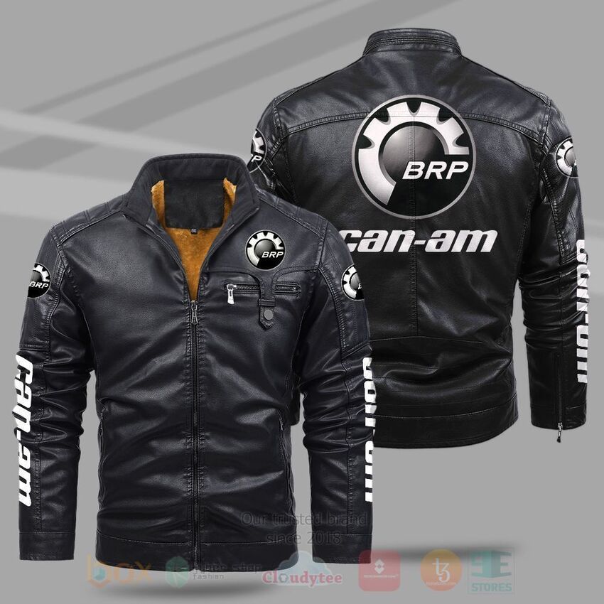 TOP Can-Am Motorcycles Fleece 2D Leather Pu Jacket 8