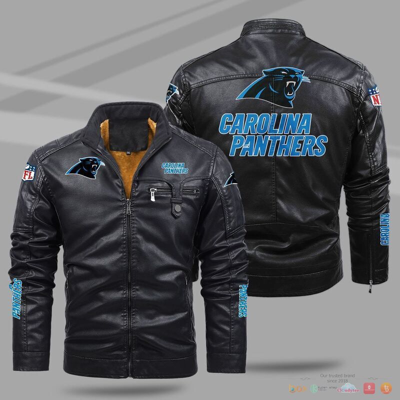 BEST Carolina Panthers NFL Fleece Trend Leather jacket 9