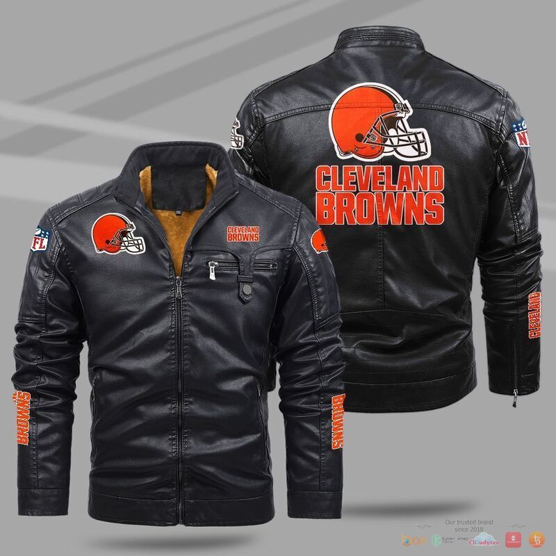 BEST Cleveland Browns Fleece Trend Leather jacket 8