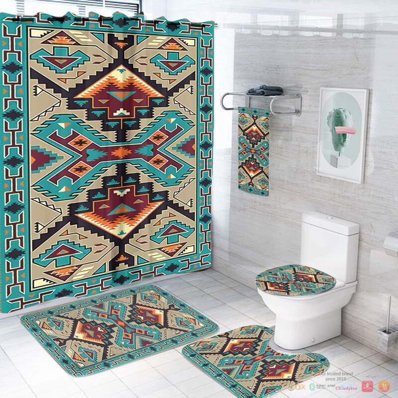 NEW Culture Design Native American Shower Curtain Set 2