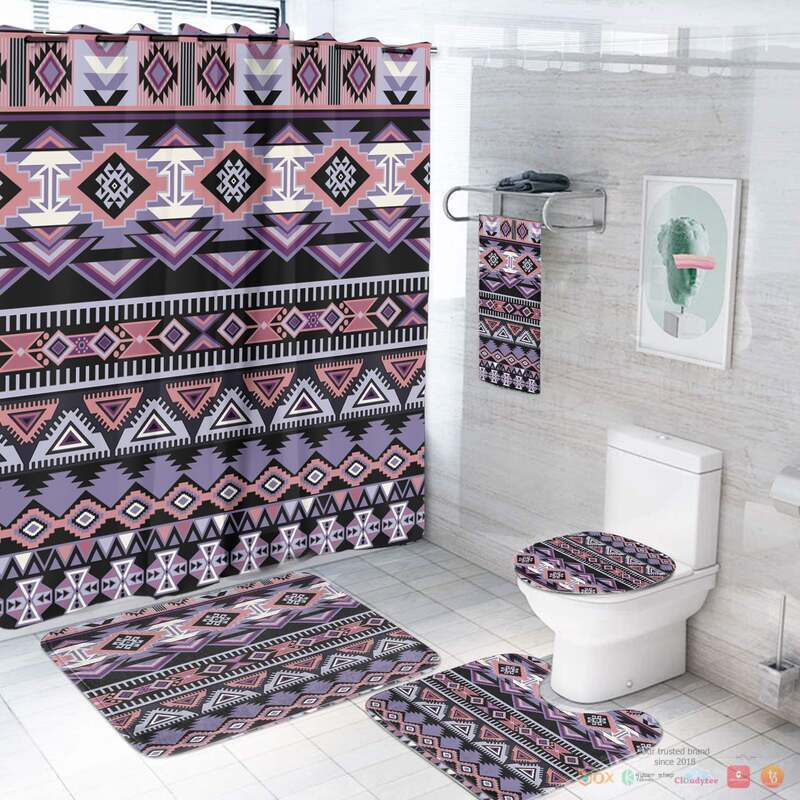 NEW Ethnic Pattern Native American Shower Curtain Set 2
