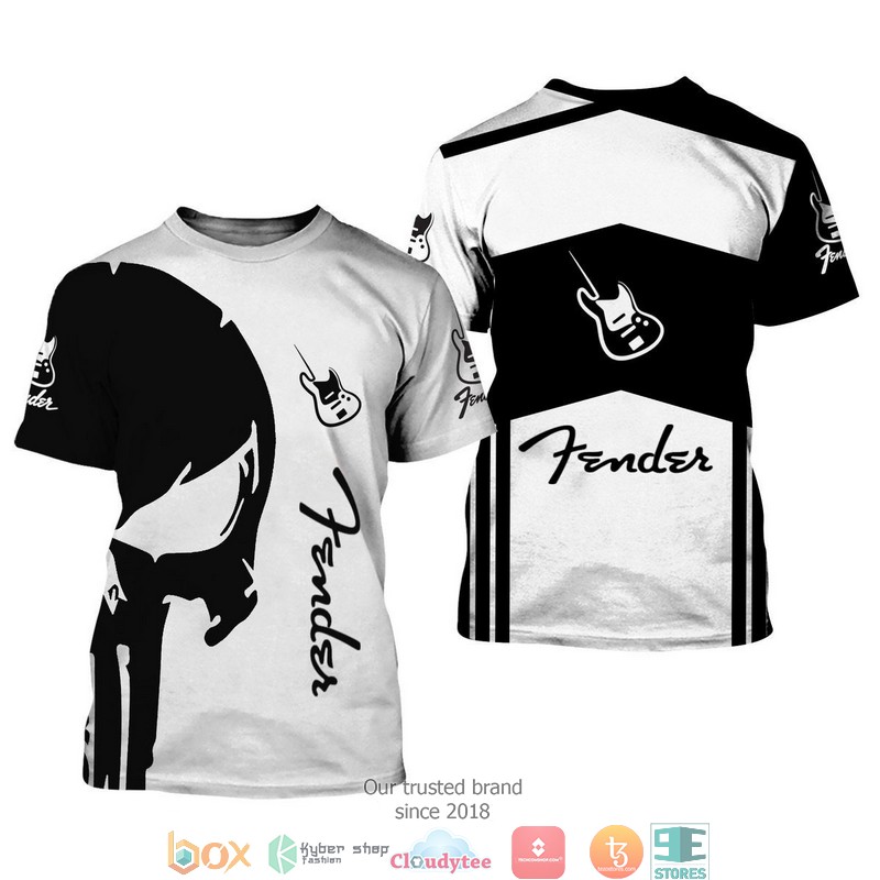 NEW Fender Punisher Skull Black and White 3d shirt, hoodie 3