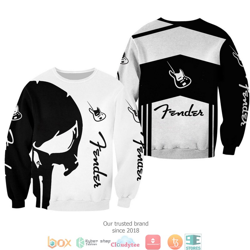 NEW Fender Punisher Skull Black and White 3d shirt, hoodie 7