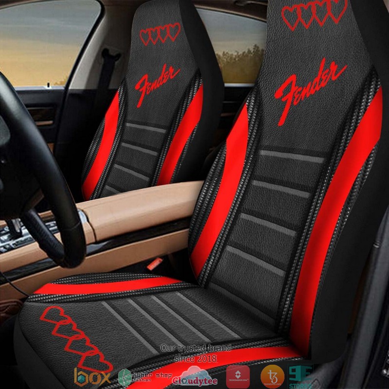 NEW Fender Red Black Hearts Car Seat Covers 3