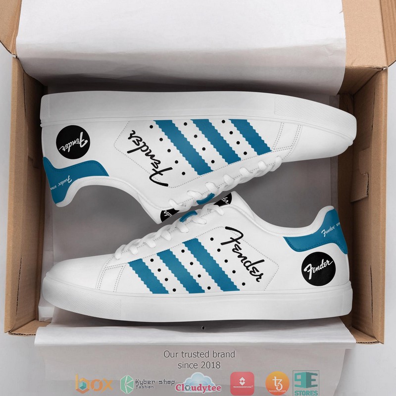 HOT Fender White and Cyan Adidas Stan Smith Low top shoes 4