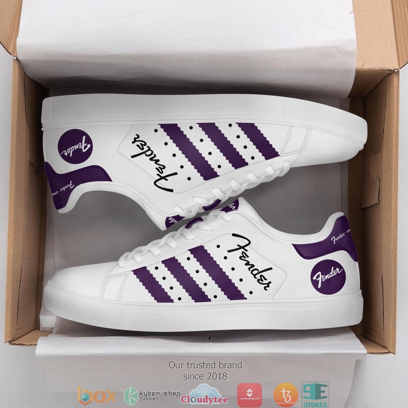 HOT Fender White and purple Adidas Stan Smith Low top shoes 4