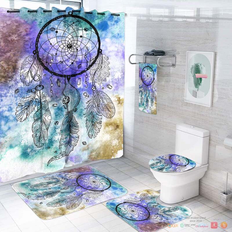 NEW Full Color Dream Catcher Native American Shower Curtain Set 2