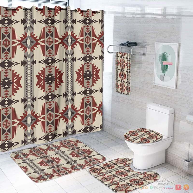 NEW Geometric Seamless Pattern Native American Shower Curtain Set 3