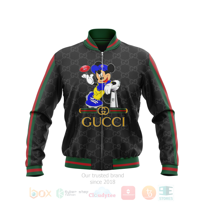 TOP Gucci Mickey Mouse PU 3D Bomber Jacket 7