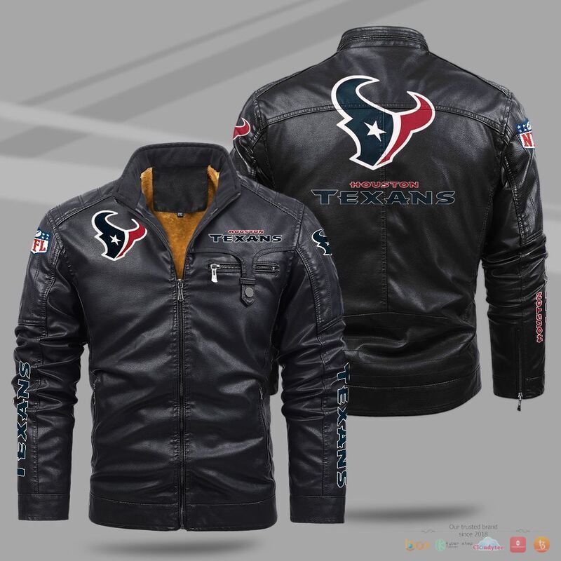BEST Houston Texans NFL Fleece Trend Leather jacket 9