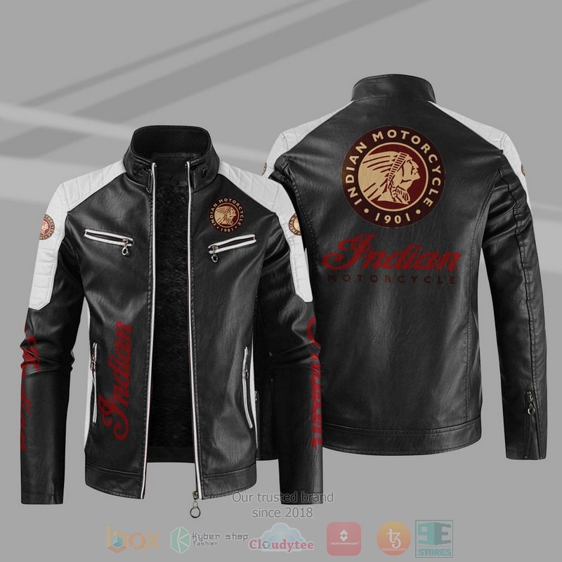 BEST Indian Motorcycles Block PU Leather Jacket 11
