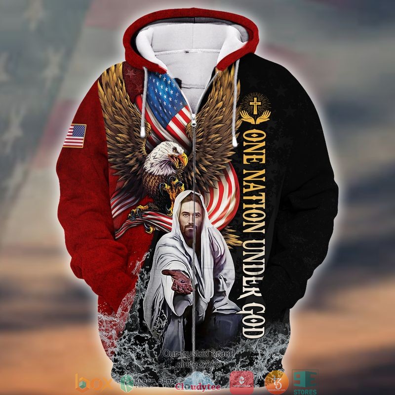 BEST One Nation Under God Eagle American flag Jesus 3d shirt, hoodie 7