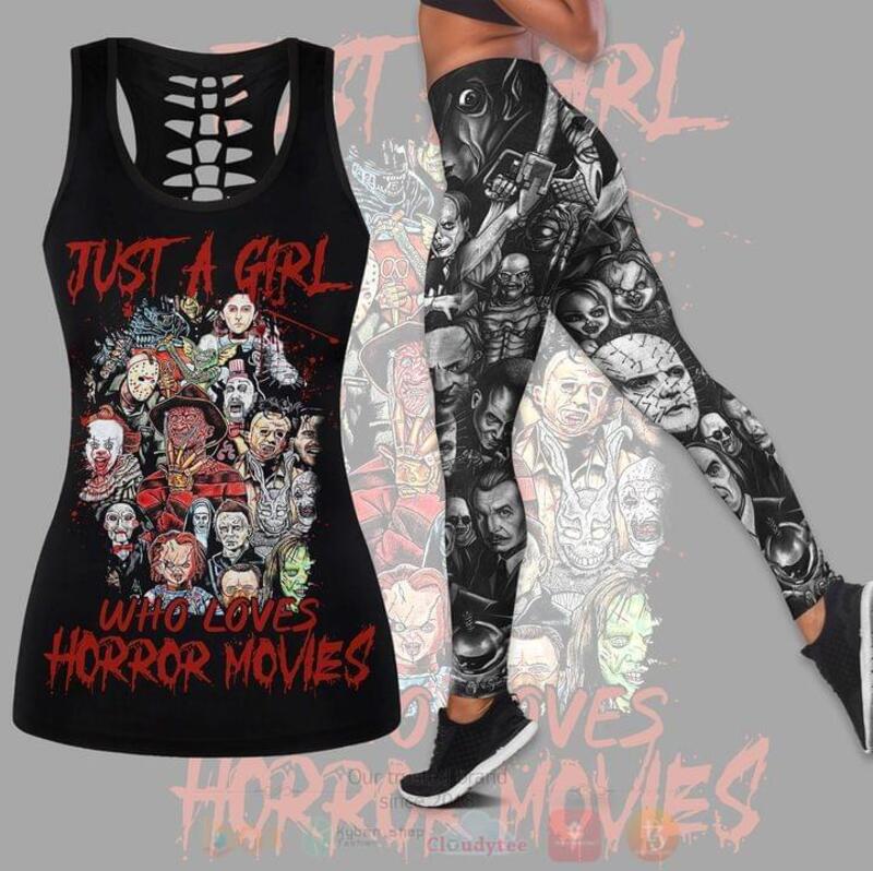 TOP Just A Girl Who Loves Horror Movies Tank Top, Leggings 15