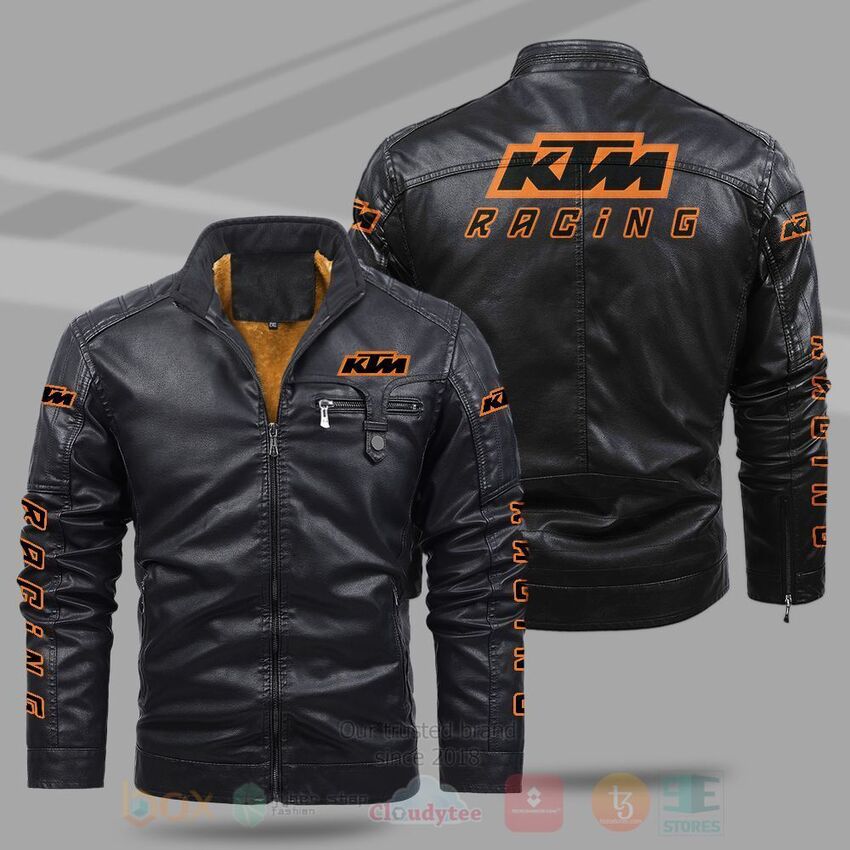 TOP KTM Racing Fleece 2D Leather Pu Jacket 8
