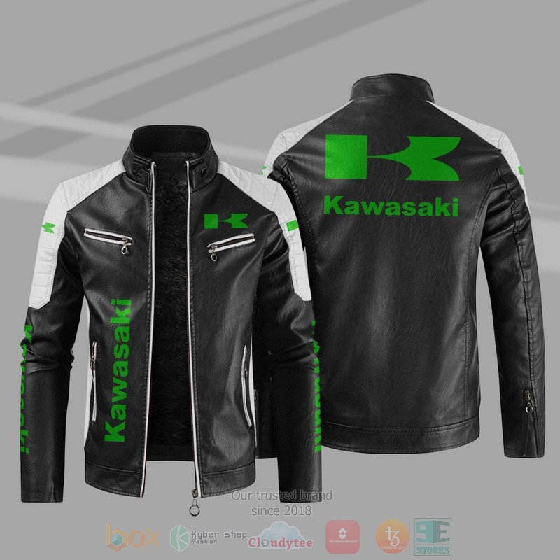 BEST Kawasaki Block PU Leather Jacket 10