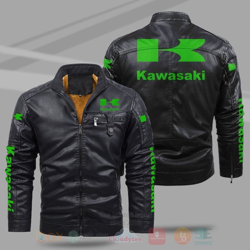 TOP Kawasaki Fleece 2D Leather Pu Jacket 9