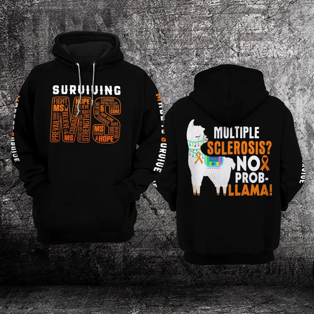 BEST Llama SurViVing MS Multiple Sclerosis Awareness all over print 3D hoodie 3