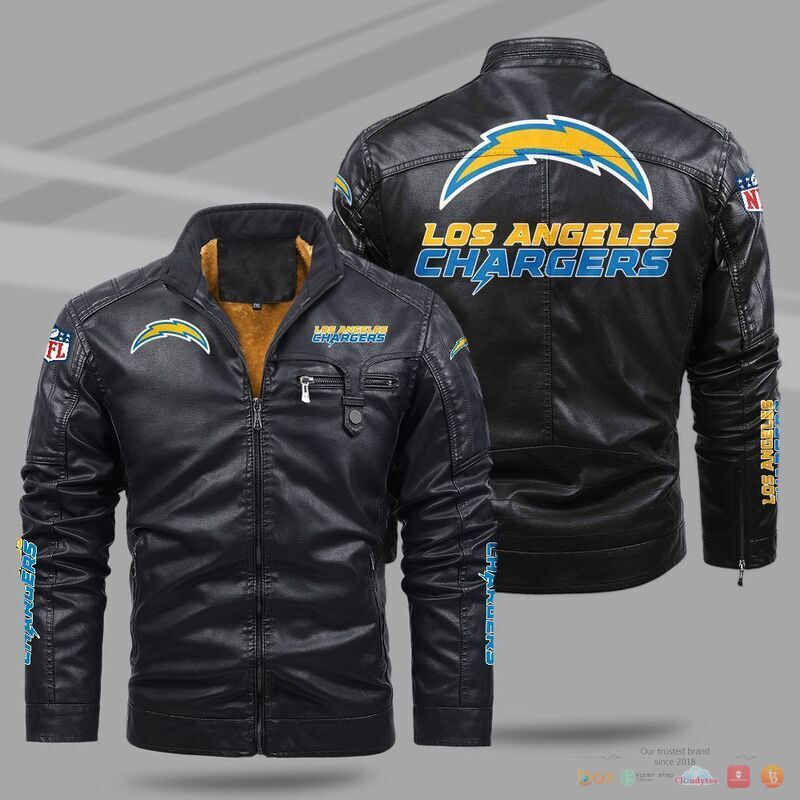 BEST Los Angeles Chargers NFL Fleece Trend Leather jacket 8