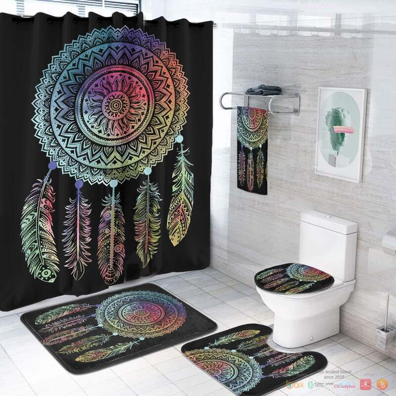 NEW Mandala Dreamcatcher Native American Shower Curtain Set 2