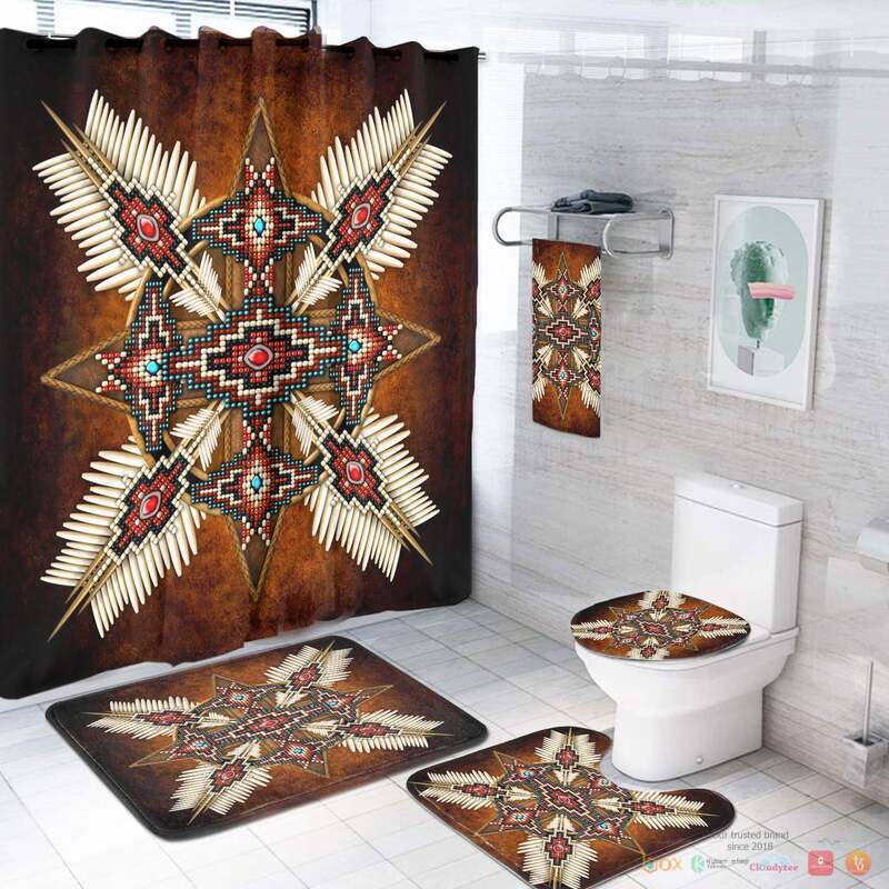 NEW Mandalas Pattern Native American Shower Curtain Set 2