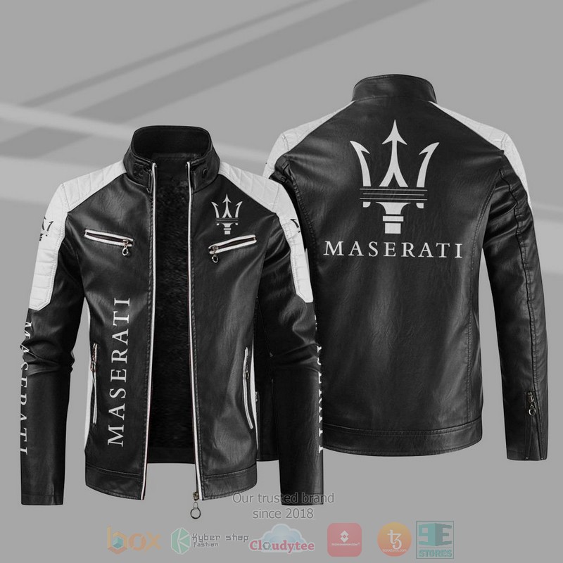 BEST Maserati Block PU Leather Jacket 10